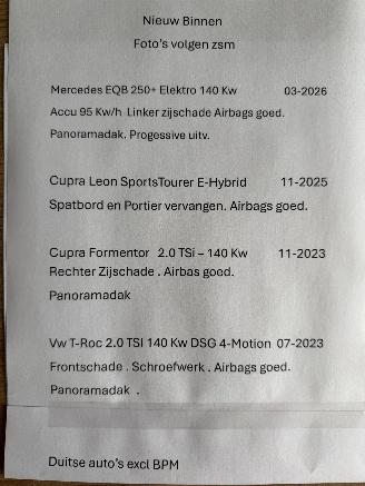 Unfallwagen Mercedes EQB 250 + Elektro  140 Kw Progessive 2026/3