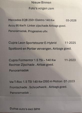 Voiture accidenté Mercedes EQB 250 + Elektro  140 Kw Progessive 2026/3